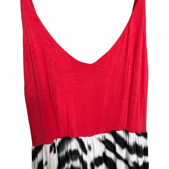 FELICITY & COCO Jersey High Low Maxi Dress Red Black Spaghetti Strap V-Neck Sz S - Picture 4 of 10